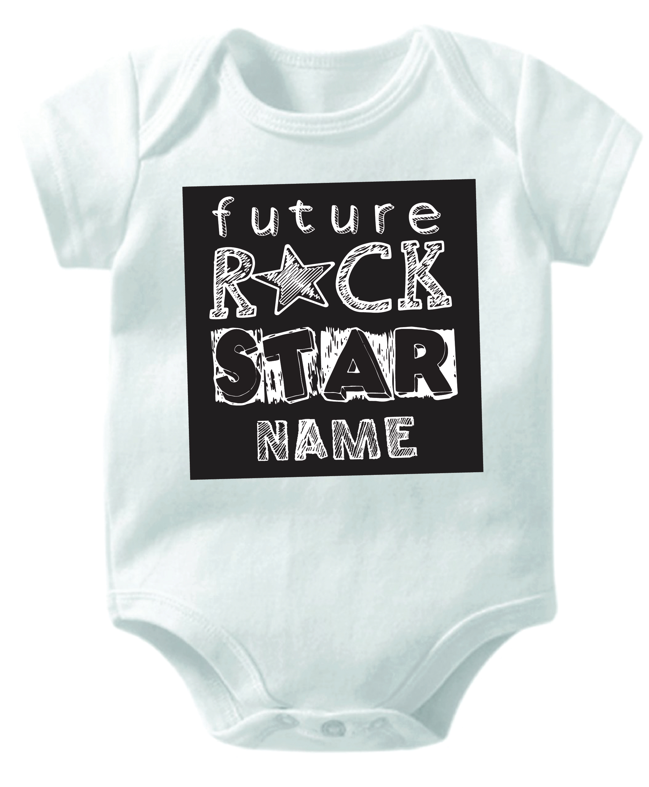 Personalised Future Rockstar White Cotton Baby Romper